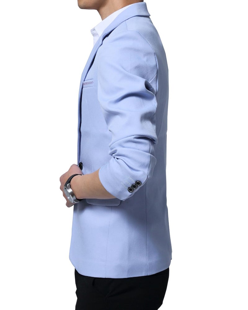 DAVID.ANN Men's Casual Blazer Jacket Slim Fit Sport Coats Lightweight One Button Suit Jacket,#1 Light Blue,Medium - Image 4